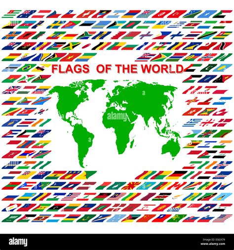 Flags of the world and map on white background. Vector illustra Stock Photo - Alamy