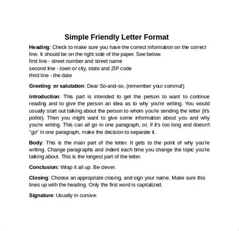 Simple Friendly Letter Format