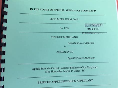 Syed Files Appellate Brief Brown Law Maryland Law Firm