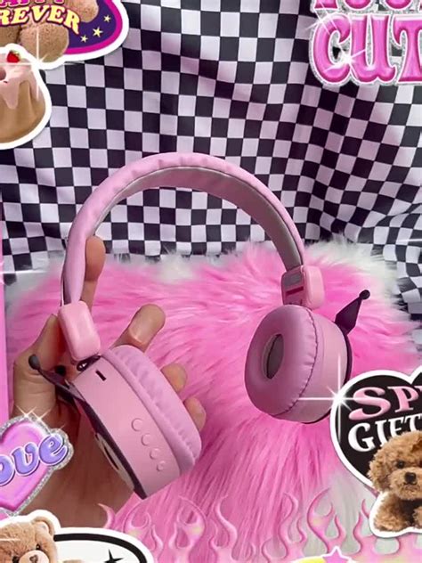 New Kulomi Hello Kitty Cut Bluetooth Headphone Wireless Headsets Anime Cartoon Stereo Headset