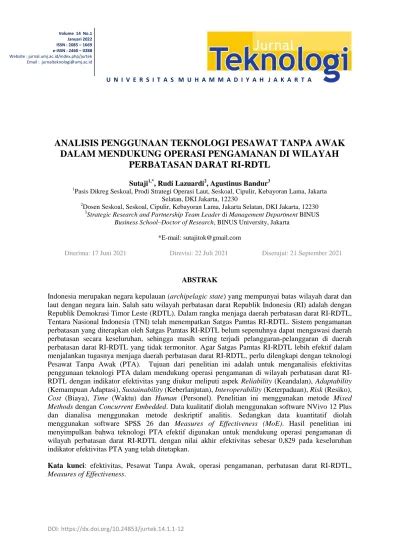 Analisis Penggunaan Teknologi Pesawat Tanpa Awak Dalam Mendukung