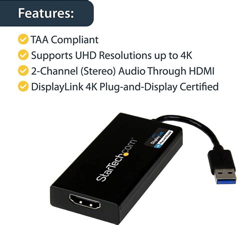 Startech Usb 30 To 4k Hdmi External Multi Monitor Adapterusb32hd4k