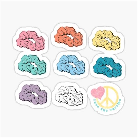 Scrunchie Sticker Set Save The Turtles Vscogrl Visco Girl Pink Purple