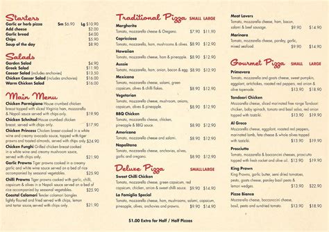 Menu at La Famiglia Italian Restaurant, Epping, Shop 11/175 Cooper St