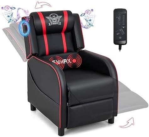 Gymax Gaming Recliner Massage Gaming Chair With Bluetooth Speaker