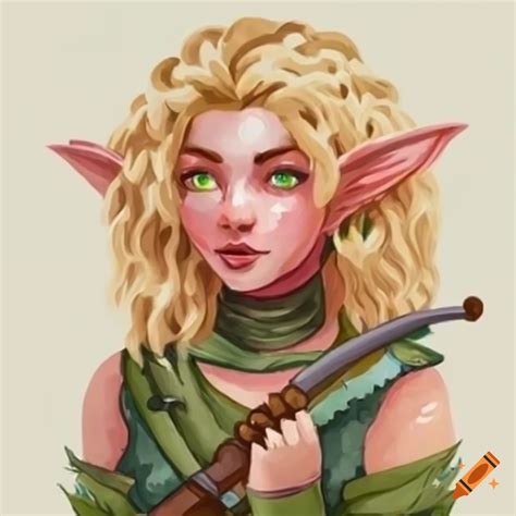 Female Gnome Ranger With Blonde Wavy Hair Green Eyes And Nature