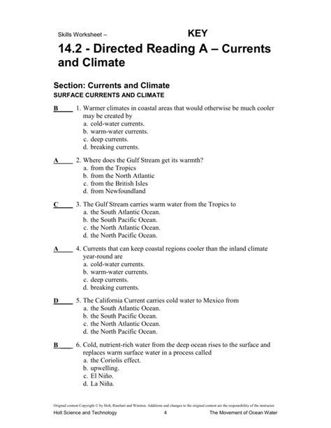 Holt Earth Science Directed Reading Worksheets Answer Key Pdf