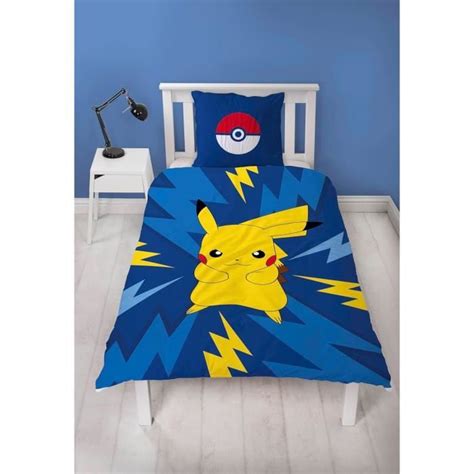 Pokémon Pikachu Éclair Parure de Lit Enfant Housse de couette 140x200