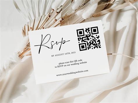 Qr Code Wedding Rsvp Card Rsvp Online Modern Wedding Reply Etsy