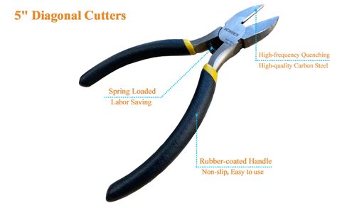 Boosden 5 Diagonal Cutters 5 Pack Wire Cutters Diy Cutting Pliers Spring Loaded Side Cutters