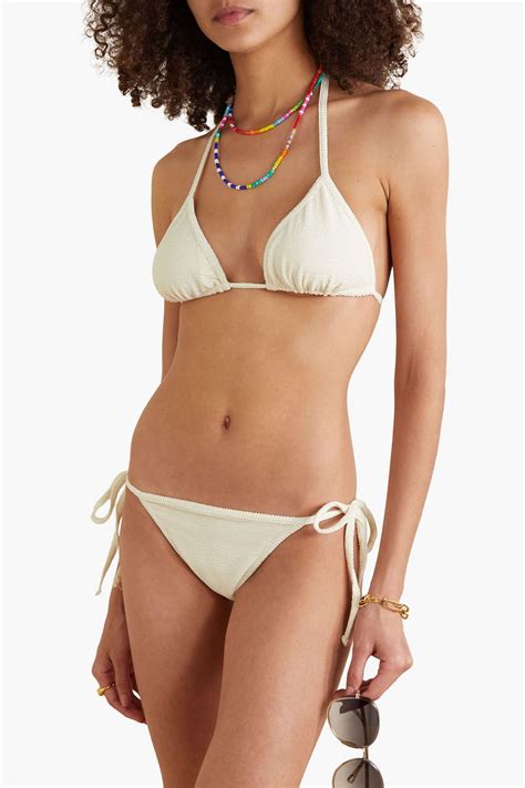 FAITHFULL THE BRAND Hazel Seersucker Low Rise Bikini Briefs THE OUTNET