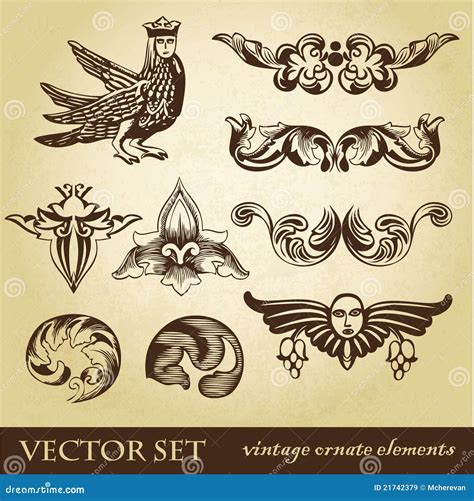 Vector Set Of Vintage Design Elements Stock Vector Illustration Of