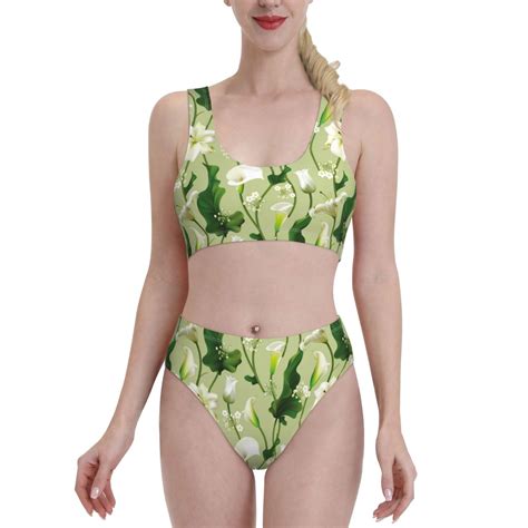 Tankini Swimsuits For Women 2024 Lotus Leaves Calla Lily Flowers