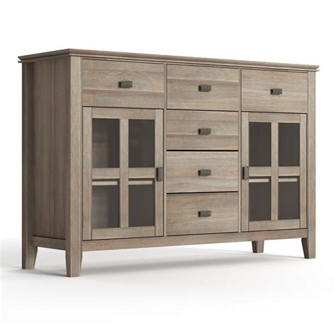 Simpli Home Artisan Distressed In Grey Wide Contemporary Sideboard