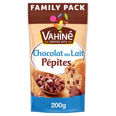 Pépites chocolat au lait VAHINE le sachet de 200 g à Prix Carrefour