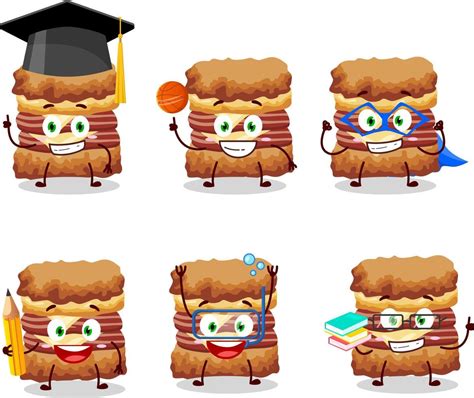 School student of chicken sandwich cartoon character with various ...