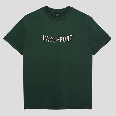 Pass~port Sunken Logo Embroidery Tee Forest Green Pass~port Usa