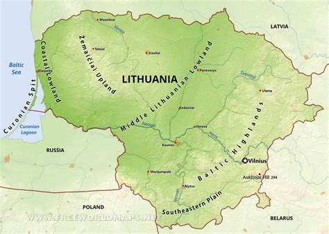 Lithuania Physical Map