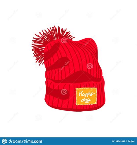 Red Knitted Hat With Pompom Stock Vector Illustration Of Head Garment 194542447