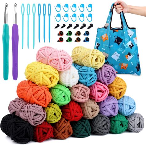 Amazon IMZAY 24 Pcs Bulk Crochet Yarn Crochet Kit With Soft Yarn