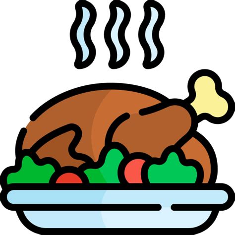 Christmas Dinner Kawaii Lineal Color Icon