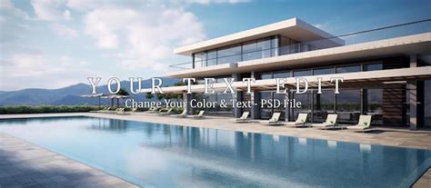 Premium PSD | Beautiful new apartment building outdoor pool view