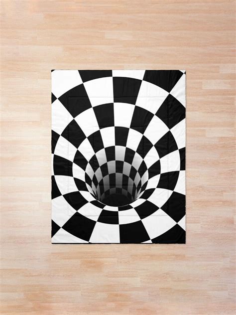 Optical Illusion Black Hole Checkerboard Blackwhite Comforter By