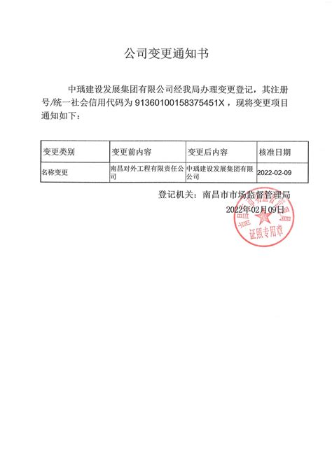 关于公司名称变更的公告公司动态中瑀建设发展集团有限公司