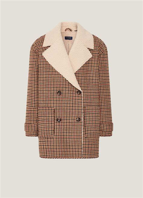 Womans Brown Double Breasted Hounds Tooth Coat Piombo