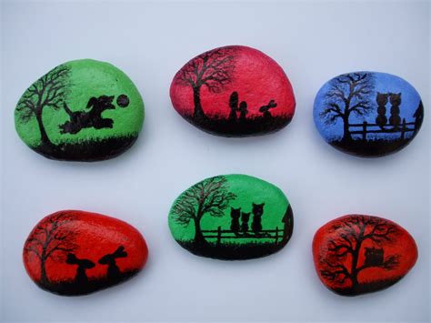 Painted Pebbles Magnets Animals Art Painting On Stones