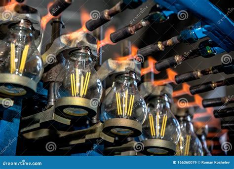 Lamp Production At The Factory Manufacturing Process Stock Image