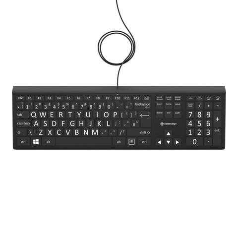 Black and White Backlit Large Print Keyboard for low vision