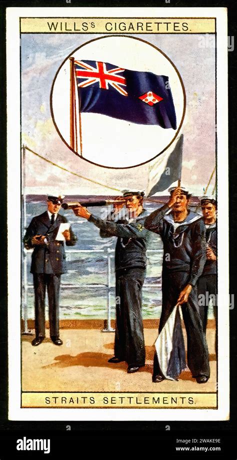 Flag of Straits Settlements - Vintage Cigarette Card Illustration Stock ...