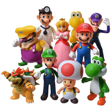 Anime Super Mario Bros Pvc Action Figure Toys Model Set Luigi Yoshi