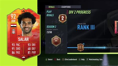 Potm Salah Div Division Rivals Rewards Fifa Rtg Youtube