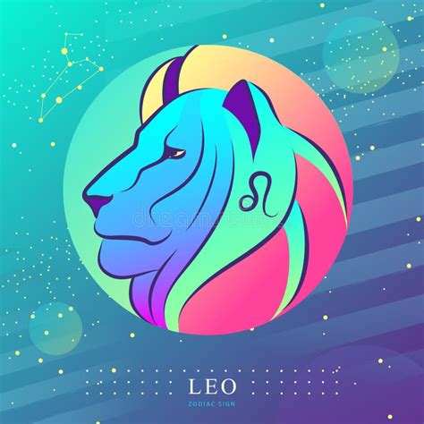 Modern Magic Witchcraft Card With Astrology Leo Zodiac Sign Lion Head