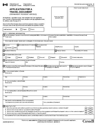 Travel Document Application Form Pdfsimpli