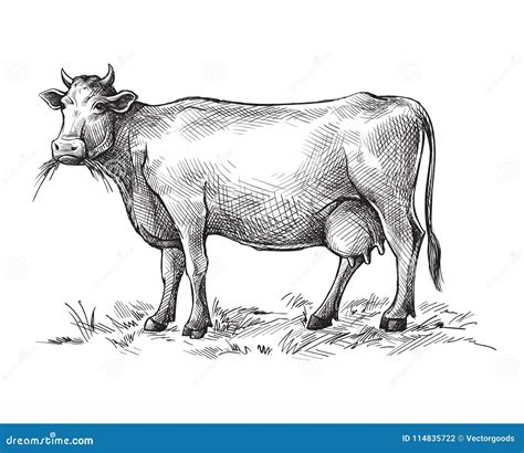 Sketches Of Cow Drawn By Hand Livestock Cattle Stock Vector