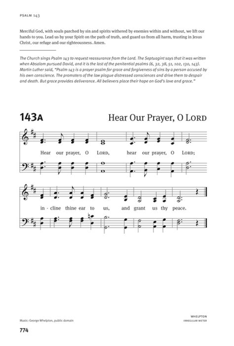 Christian Worship Psalter 143a Hear Our Prayer O Lord