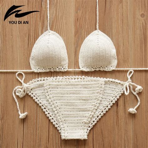 Swimwear Women Crochet Bikini Set Solid Brazilian Bikinis Crochet