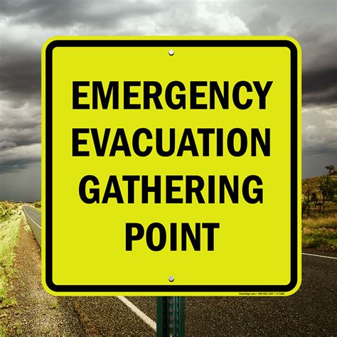 Emergency Evacuation Gathering Point Sign Fire Drill Sign Sku K 7308