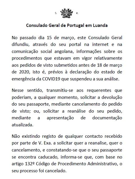 Comunicado Sobre Pedidos De Visto Recebidos Antes Da Declara O Do