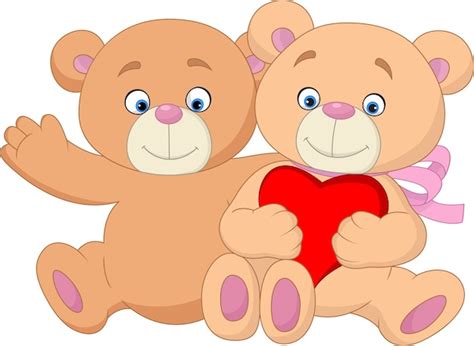 Premium Vector Cartoon Romantic Couple Of Teddy Bear