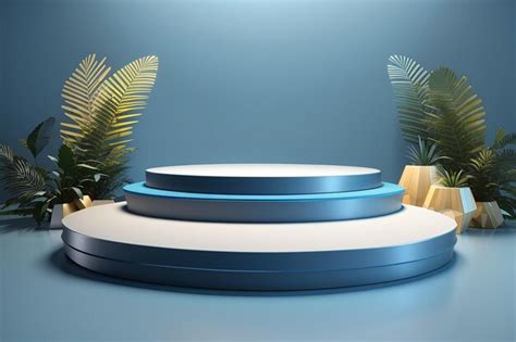 Premium AI Image 3D Rendered Podium For Your Product Showcase Blue