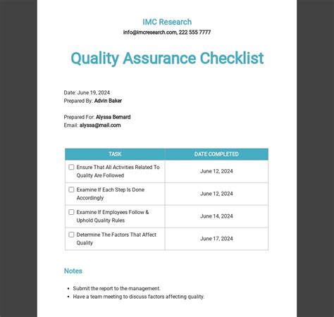 17 Quality Checklist Templates Free Downloads