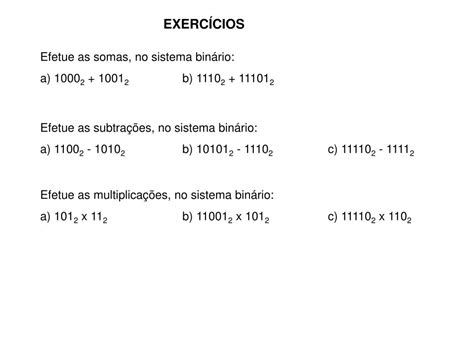 PPT Operações Aritméticas no Sistema Binário PowerPoint Presentation