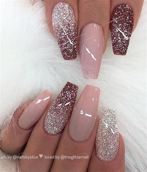 50 Pretty French Pink Ombre And Glitter On Long Acrylic Coffin Nails Design Page 28 Of 53