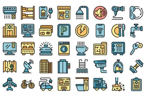 Facilities Icons Set Vector Flat Graphic By Ylivdesign · Creative Fabrica