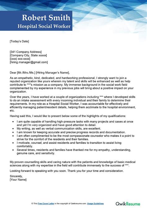 Social Services Cover Letter Sample