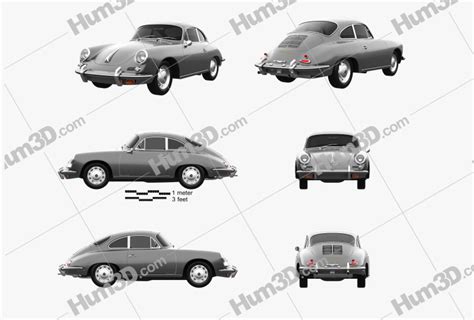 Porsche 356 Sc Coupe 1963 Blueprint Template 3dmodels